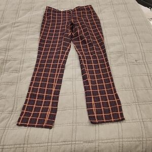 Theory Women's Checkered Skinny Pants - Purple, Tan And Green Size 00!